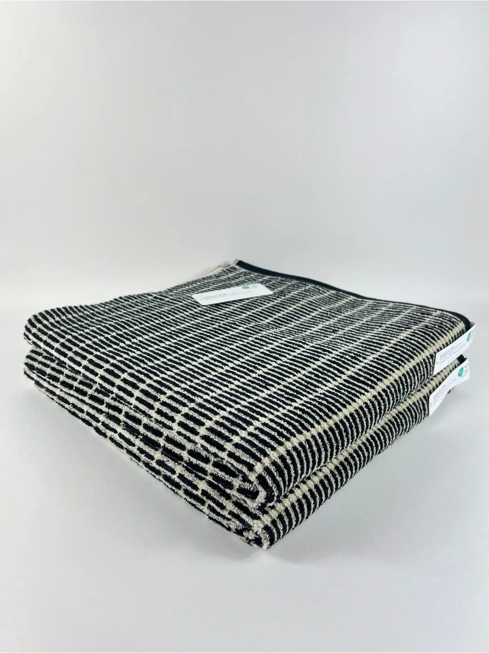 Kassa Spa Bath Towel Set Black and Cream Stripes Quick-Dry Soft Cotton 2 Pc NEW